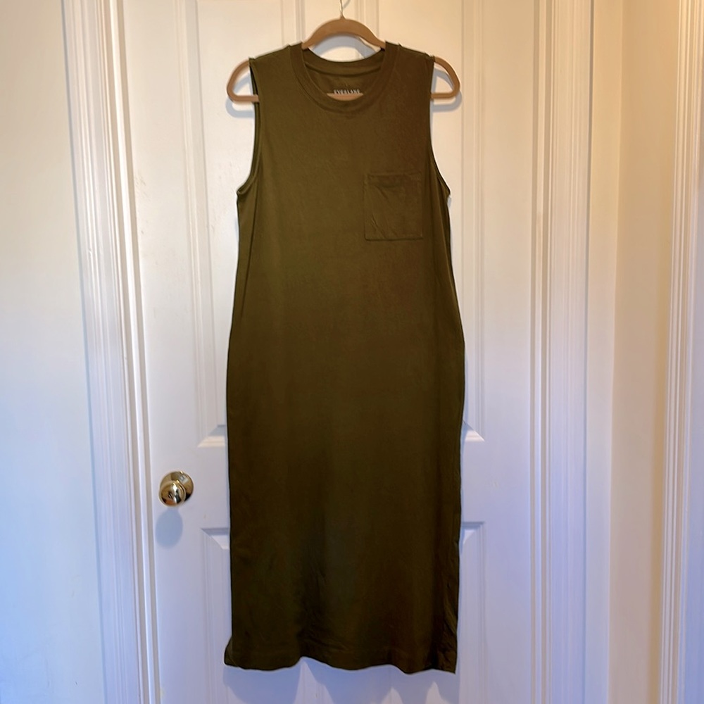 Women’s Sleeveless Cotton Pocket T Maxi Dress Size L